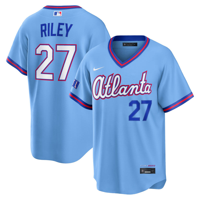Austin Riley Atlanta Braves Baseball Jersey, Blue Sportswear Jersey Shirt, Lightweight Breathable Athletic Jersey, Casual Gift for Men