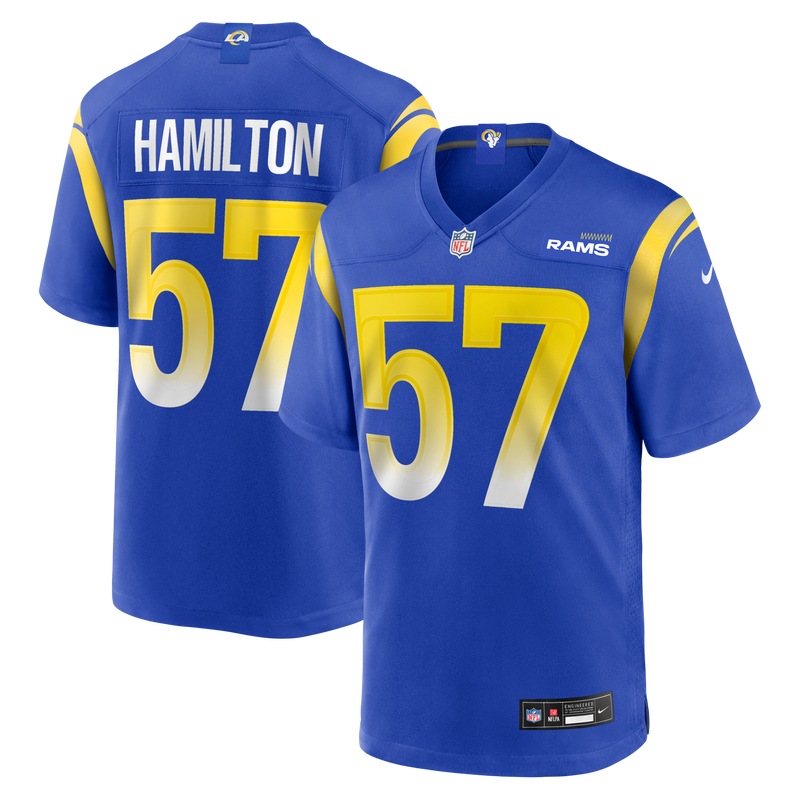Ty Hamilton Los Angeles Rams Football Jersey, Royal Game Sportswear Jersey Shirt, Lightweight Breathable Athletic Jersey, Casual Gift for Men