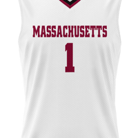 UMass Minutemen Basketball Jersey, White Lightweight Sportswear Jersey Shirt, Sleeveless Athletic Tank Jersey, Casual Gift for Men