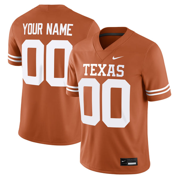 Texas Longhorns Custom Football Game Jersey - Texas Orange