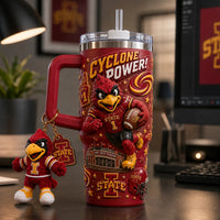 ISU Cyclone Power - Cardinal in Full Stride, Wraparound Tumbler Graphic