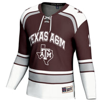 Texas A&M Aggies Hockey Jersey, Maroon Fashion Sportswear Jersey Shirt, Long Sleeve Hockey Sweater Jersey, Casual Gift for Men