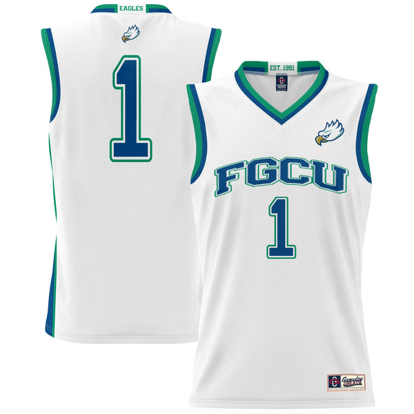 #1 Florida Gulf Coast Eagles Lightweight Basketball Jersey - White