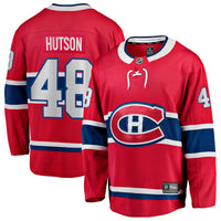 Lane Hutson Montreal Canadiens Hockey Jersey, Red Breakaway Home Sportswear Jersey Shirt, Long Sleeve Hockey Sweater Jersey, Casual Gift for Men
