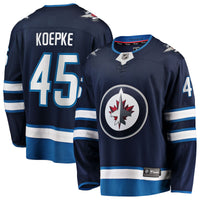 Cole Koepke Winnipeg Jets Hockey Jersey, Navy Breakaway Home Sportswear Jersey Shirt, Long Sleeve Hockey Sweater Jersey, Casual Gift for Men
