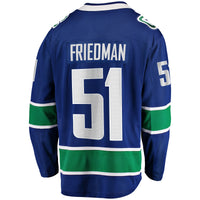 Mark Friedman Vancouver Canucks Hockey Jersey, Blue Breakaway Sportswear Jersey Shirt, Long Sleeve Hockey Sweater Jersey, Casual Gift for Men
