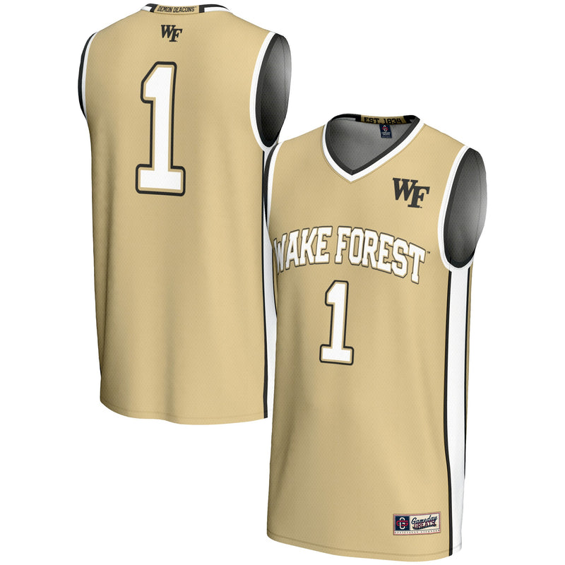 Wake Forest Demon Deacons Basketball Jersey, Gold Lightweight Sportswear Jersey Shirt, Sleeveless Athletic Tank Jersey, Casual Gift for Men