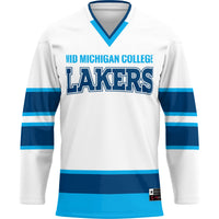 Mid Michigan College Hockey Jersey, White Sportswear Jersey Shirt, Long Sleeve Hockey Sweater Jersey, Casual Gift for Men, Style 200303545
