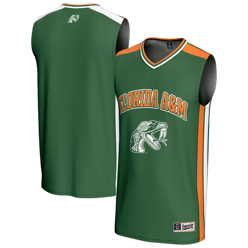 Florida A&M Rattlers Basketball Jersey, Green Sportswear Jersey Shirt, Sleeveless Athletic Tank Jersey, Casual Gift for Men