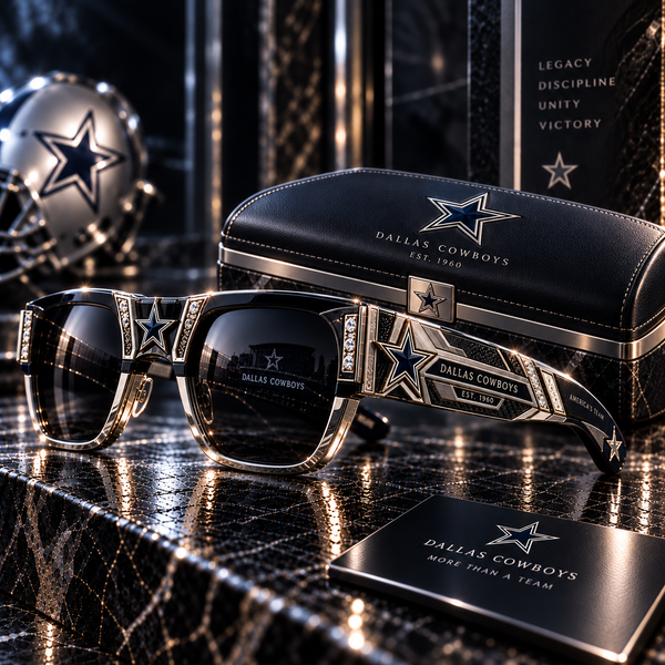 DAL Star Statement - Bold Brow-Line Sunglasses in Navy and Gold - main