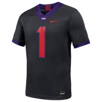 TCU Horned Frogs Football Jersey, Anthracite Game Alternate Sportswear Jersey Shirt, Lightweight Breathable Athletic Jersey, Casual Gift for Men