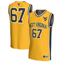 West Virginia Mountaineers Basketball Jersey, Gold Fashion Sportswear Jersey Shirt, Sleeveless Athletic Tank Jersey, Casual Gift for Men