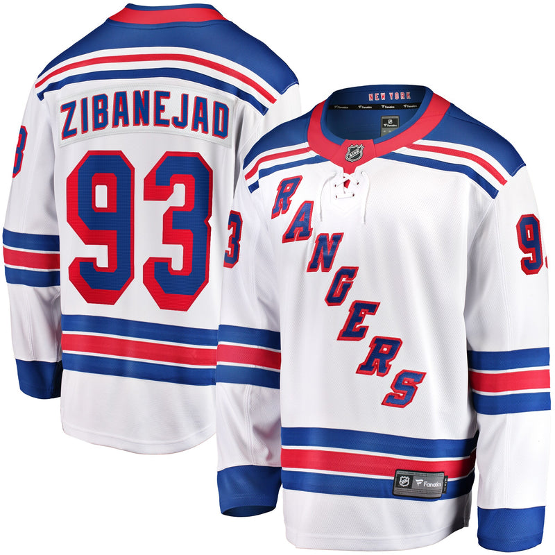 Mika Zibanejad New York Rangers Hockey Jersey, White Breakaway Sportswear Jersey Shirt, Long Sleeve Hockey Sweater Jersey, Casual Gift for Men