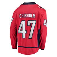 Declan Chisholm Washington Capitals Hockey Jersey, Red Breakaway Sportswear Jersey Shirt, Long Sleeve Hockey Sweater Jersey, Casual Gift for Men