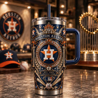 HOU Heritage Crest - Ornate Navy and Gold Tumbler