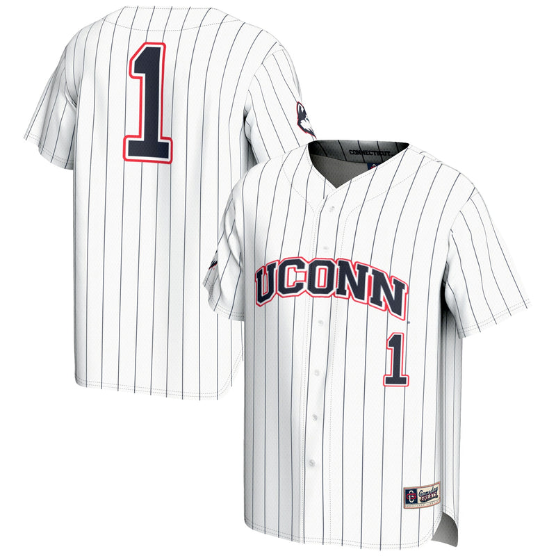 UConn Huskies Lightweight Baseball Jersey, White Sportswear Jersey Shirt, Lightweight Breathable Athletic Jersey, Casual Gift for Men