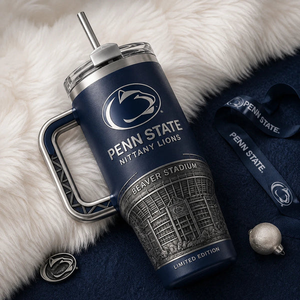 PSU Blue Hour - Stadium Relief and the Lion Mark - main