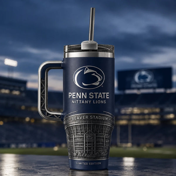 PSU Blue Hour - Stadium Relief and the Lion Mark - main
