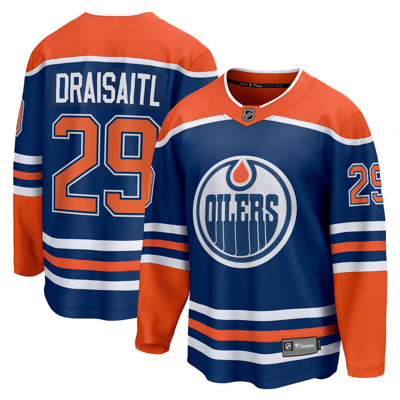 Leon Draisaitl Edmonton Oilers Hockey Jersey, Royal Breakaway Sportswear Jersey Shirt, Long Sleeve Hockey Sweater Jersey, Casual Gift for Men