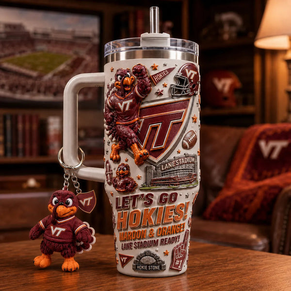 Let's Go Hokies - VT Game Day Tumbler in Maroon and Orange - main