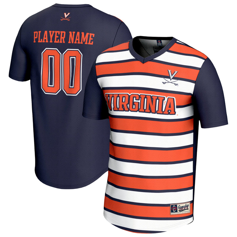 Virginia Cavaliers Soccer Jersey, Navy/Orange Fashion Sportswear Jersey Shirt, Lightweight Breathable Athletic Jersey, Casual Gift for Men