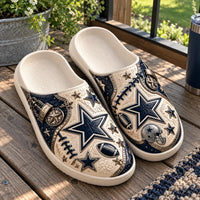 DAL Lone Star Heritage - Tooled Navy & Cream Clog Sandals