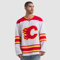 Calgary Flames Hockey Jersey, White Premium Away Sportswear Jersey Shirt, Long Sleeve Hockey Sweater Jersey, Casual Gift for Men