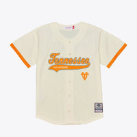 Tennessee Volunteers Mesh Button-Up Baseball Jersey, Cream Sportswear Jersey Shirt, Lightweight Breathable Athletic Jersey, Casual Gift for Men