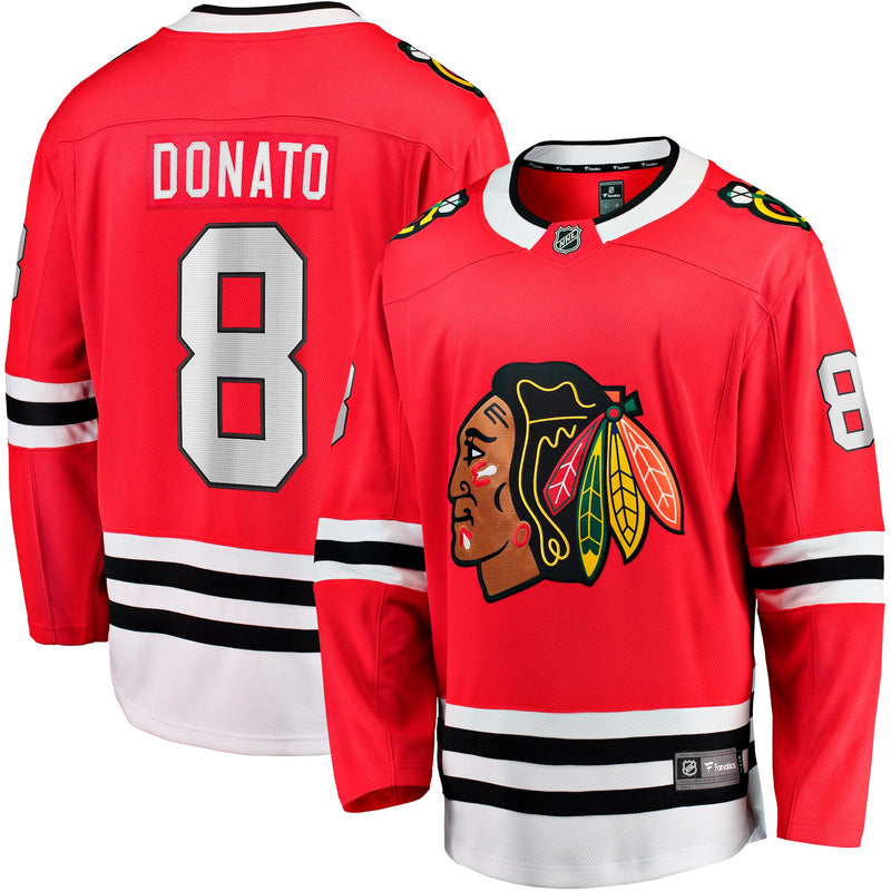Ryan Donato Chicago Blackhawks Hockey Jersey, Red Breakaway Home Sportswear Jersey Shirt, Long Sleeve Hockey Sweater Jersey, Casual Gift for Men