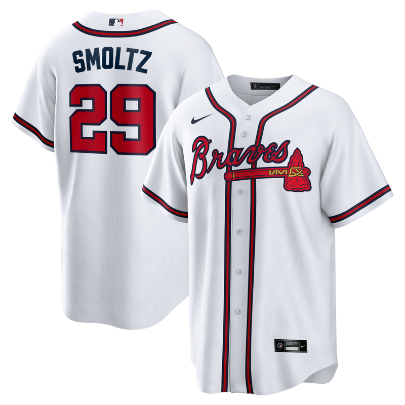 John Smoltz Atlanta Braves Baseball Jersey, White Replica Sportswear Jersey Shirt, Lightweight Breathable Athletic Jersey, Casual Gift for Men