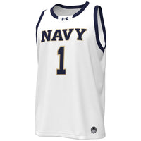 Navy Midshipmen Basketball Jersey, White Replica Sportswear Jersey Shirt, Sleeveless Athletic Tank Jersey, Casual Gift for Men