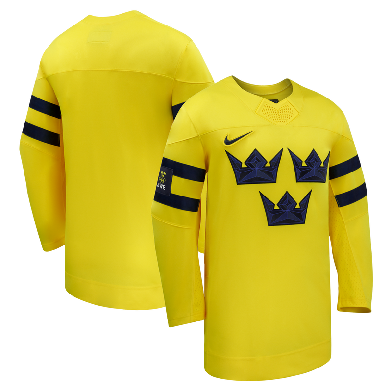 Sweden Yellow 2026 Away Replica Hockey Jersey, Hockey Sportswear Jersey Shirt, Long Sleeve Hockey Sweater Jersey, Casual Gift for Men