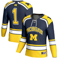 Michigan Wolverines Hockey Jersey, Navy Sportswear Jersey Shirt, Long Sleeve Hockey Sweater Jersey, Casual Gift for Men