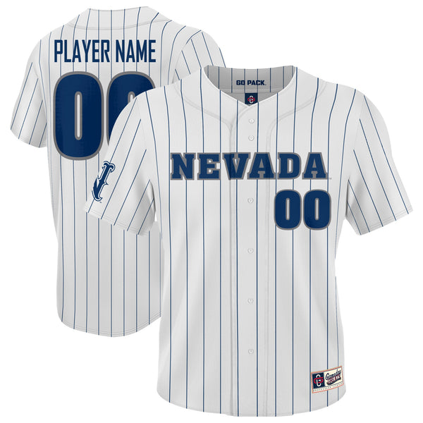 Nevada Wolf Pack Lightweight Collegiate Baseball Pinstripe NIL Pick-A-Player Fashion Jersey - White