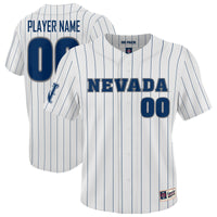 Nevada Wolf Pack Baseball Jersey, White Pinstripe Fashion Sportswear Jersey Shirt, Lightweight Breathable Athletic Jersey, Casual Gift for Men