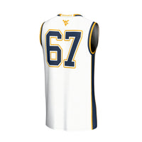 West Virginia Mountaineers Basketball Jersey, White Fashion Sportswear Jersey Shirt, Sleeveless Athletic Tank Jersey, Casual Gift for Men