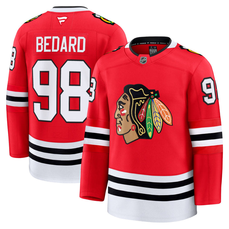 Connor Bedard Chicago Blackhawks Hockey Jersey, Red Premium Home Sportswear Jersey Shirt, Long Sleeve Hockey Sweater Jersey, Casual Gift for Men