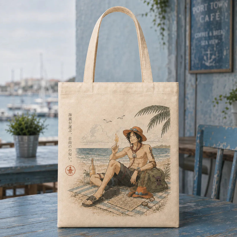 Scent of Freedom - Ace, Sunlit Shoreline Tote Composition