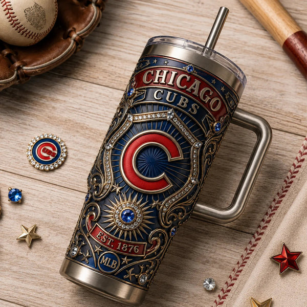 CHC Heritage Crest - Ornate Emblem Tumbler in Navy and Red - main