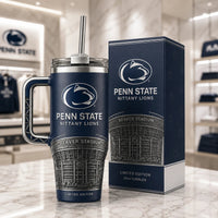 PSU Blue Hour - Stadium Relief and the Lion Mark