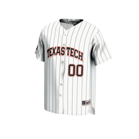 Texas Tech Red Raiders Baseball Jersey, White Lightweight Sportswear Jersey Shirt, Lightweight Breathable Athletic Jersey, Casual Gift for Men