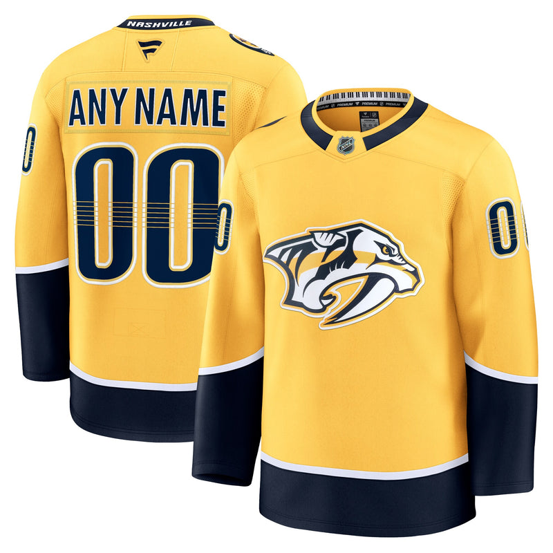 Nashville Predators Hockey Jersey, Gold Premium Home Sportswear Jersey Shirt, Long Sleeve Hockey Sweater Jersey, Casual Gift for Men
