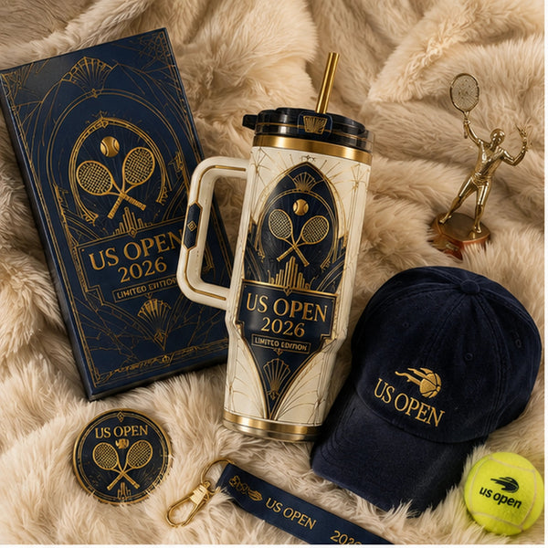 Gilded Court - Art Deco Tennis Tumbler in Ivory and Navy - main
