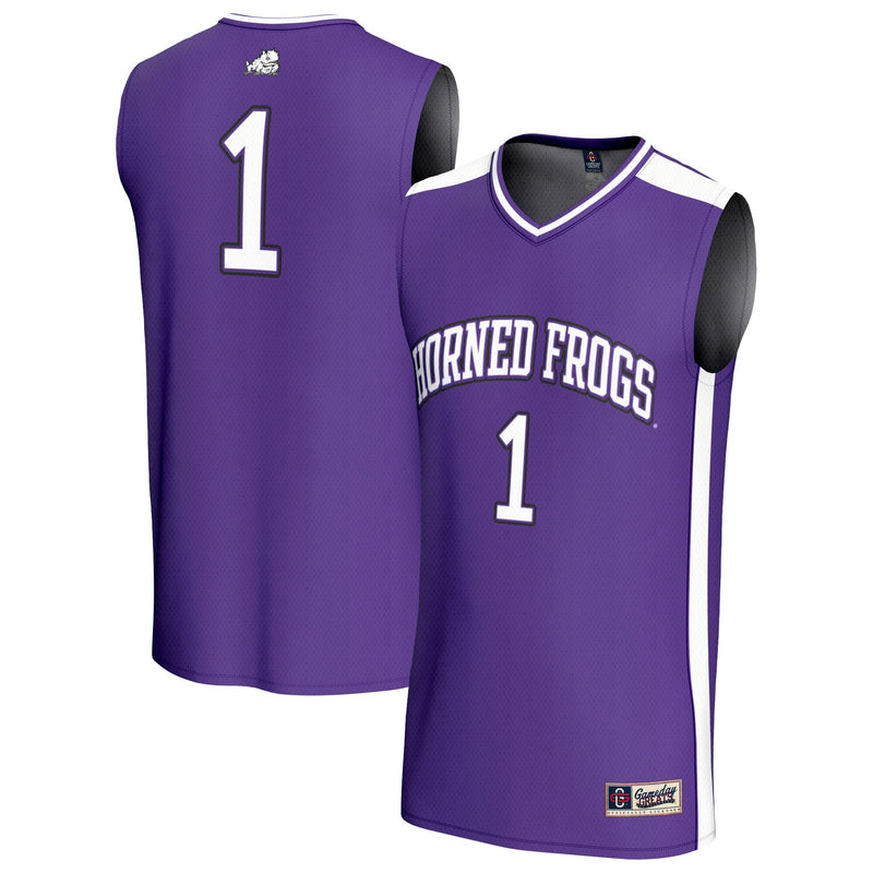 TCU Horned Frogs Basketball Jersey, Purple Fashion Lightweight Sportswear Jersey Shirt, Sleeveless Athletic Tank Jersey, Casual Gift for Men