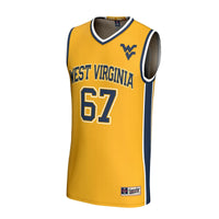 West Virginia Mountaineers Basketball Jersey, Gold Fashion Sportswear Jersey Shirt, Sleeveless Athletic Tank Jersey, Casual Gift for Men