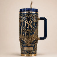 NYY Interlocking Crest - Gold Relief Tumbler Statement