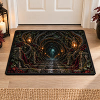 Lantern Passage - Gothic Archway Doormat in Deep Crimson