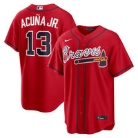 Ronald Acuña Jr. Atlanta Braves Baseball Jersey, Red Sportswear Jersey Shirt, Lightweight Breathable Athletic Jersey, Casual Gift for Men