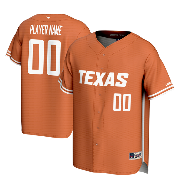 Texas Longhorns NIL Pick-A-Player Lightweight Baseball Jersey - Burnt Orange