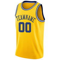 Custom Basketball Jersey, Gold Royal White Sportswear Jersey Shirt, Athletic Mesh Moisture Wicking Jersey, Casual Gift for Men
